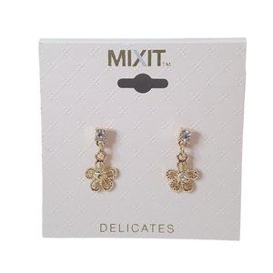MIXIT Women's Gold Plated Flower Dangle Earrings NWT